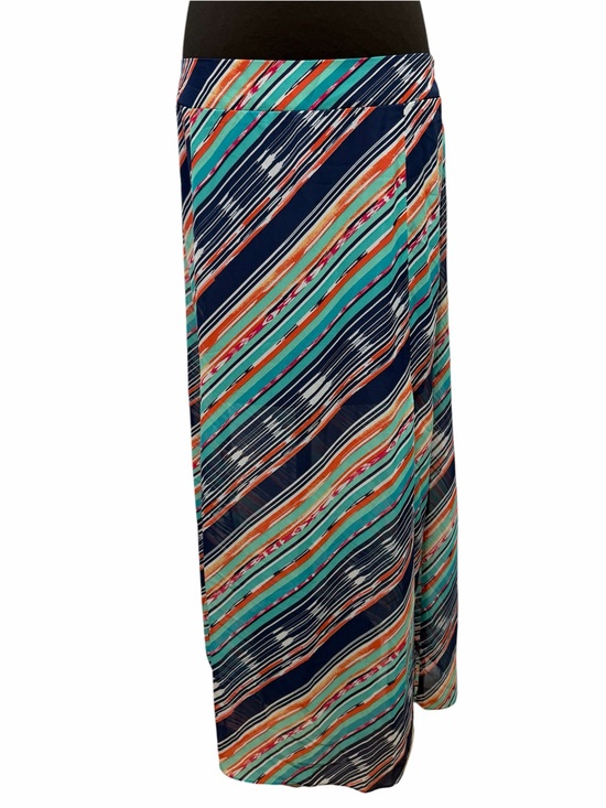 Maurices Dresses & Skirts - Maurices XL Navy Coral Mint Striped Layered Maxi Skirt Sheer Overlay